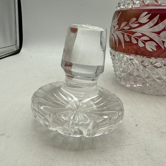 Red Ruby Bohemian Decanter with Stopper Vintage - Picture 7 of 12